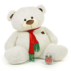 White 3.5 Feet Special Christmas Teddy Bear with tie muffler